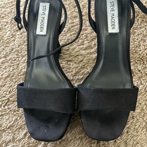 Steve Madden Black Strappy Heels leather suede#7.
